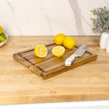Nuvora Handcrafted Acacia Wood Grain Thick Reversible Cutting Board with Juice Grooves