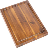 Nuvora Handcrafted Acacia Wood Grain Thick Reversible Cutting Board with Juice Grooves