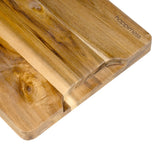 Savora Handcrafted Acacia Wood Grain Reversible Cutting Board with Juice Grooves and Built-In Handle