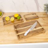 Savora Handcrafted Acacia Wood Grain Reversible Cutting Board with Juice Grooves and Built-In Handle