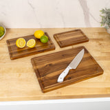Savora Handcrafted Acacia Wood Grain Reversible Cutting Board with Juice Grooves and Built-In Handle