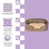 Curvy Rattan Pet Bed with Machine-Washable Cushion