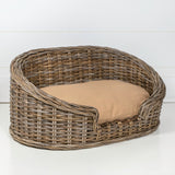 Curvy Rattan Pet Bed with Machine-Washable Cushion