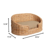 Curvy Rattan Pet Bed with Machine-Washable Cushion