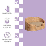 Curvy Rattan Pet Bed with Machine-Washable Cushion