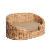 Curvy Rattan Pet Bed with Machine-Washable Cushion