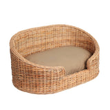 Curvy Rattan Pet Bed with Machine-Washable Cushion