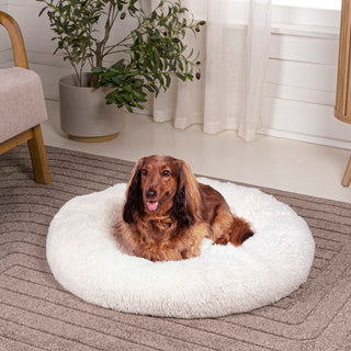 Maisie Bohemian Faux Fur Donut Pet Bed with Washable Cover