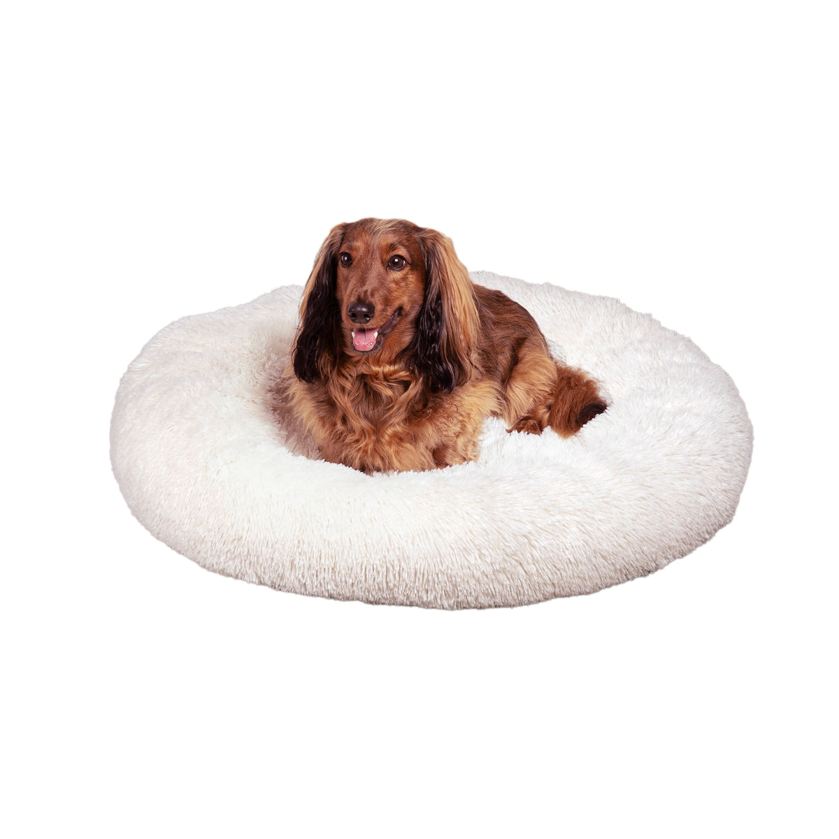 Maisie Bohemian Faux Fur Donut Pet Bed with Washable Cover