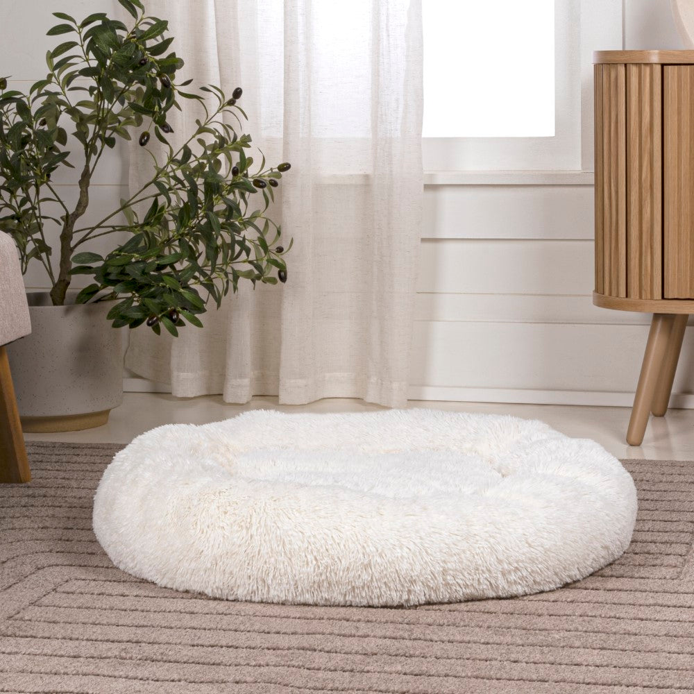 Maisie Bohemian Faux Fur Donut Pet Bed with Washable Cover
