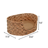 Nath 24" x 18" Classic Farmhouse Handwoven Hyacinth Oval Pet Bed with Machine-Washable Cushion