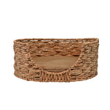 Nath 24" x 18" Classic Farmhouse Handwoven Hyacinth Oval Pet Bed with Machine-Washable Cushion