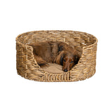 Nath 24" x 18" Classic Farmhouse Handwoven Hyacinth Oval Pet Bed with Machine-Washable Cushion