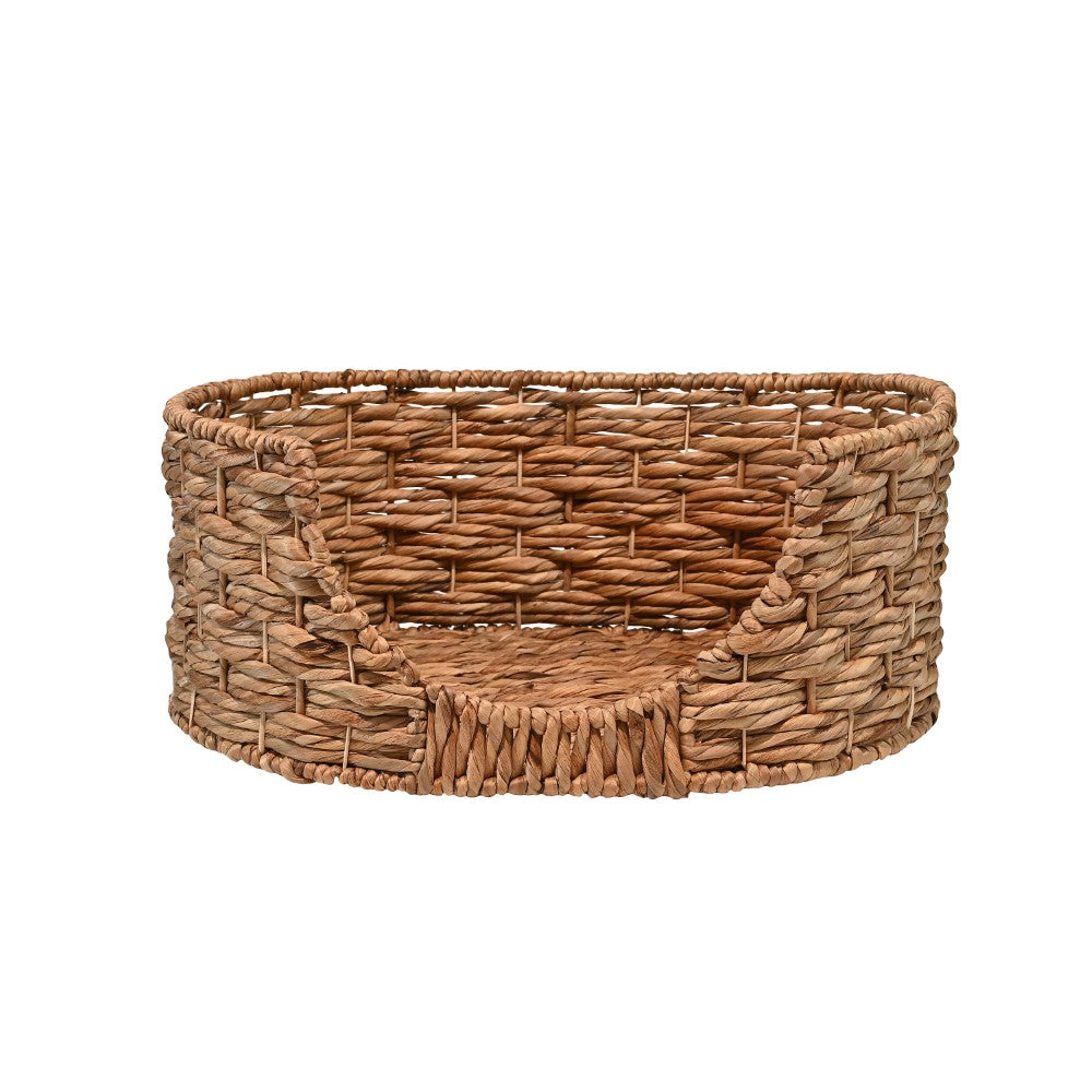 Nath 24" x 18" Classic Farmhouse Handwoven Hyacinth Oval Pet Bed with Machine-Washable Cushion
