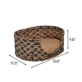 Nath 24" x 18" Classic Farmhouse Handwoven Hyacinth Oval Pet Bed with Machine-Washable Cushion