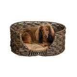 Nath 24" x 18" Classic Farmhouse Handwoven Hyacinth Oval Pet Bed with Machine-Washable Cushion
