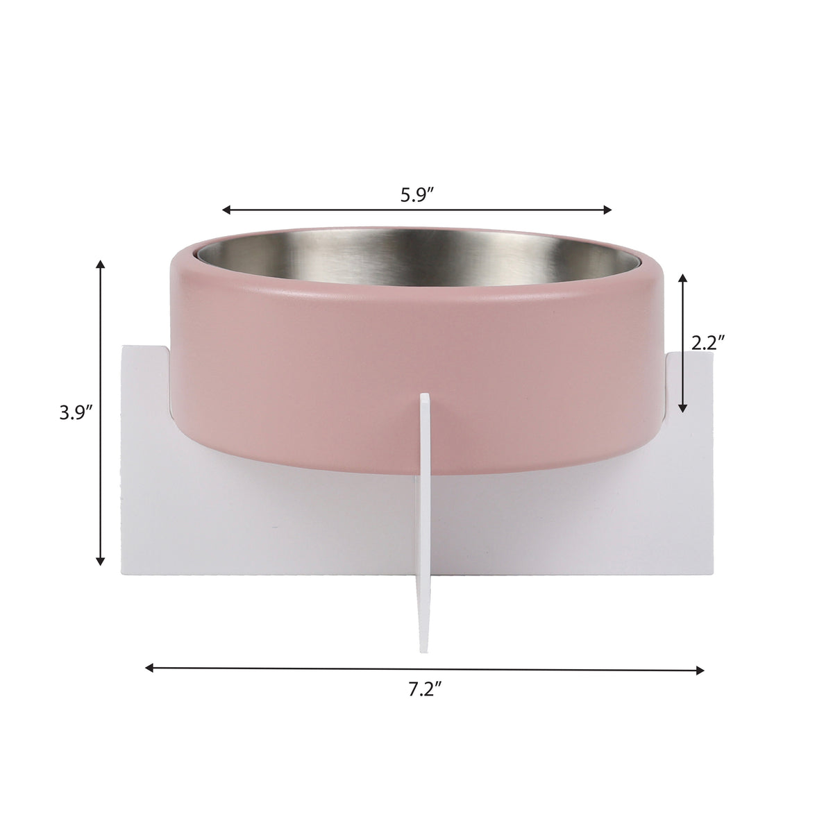 LeafLick Small/Medium Concrete and Stainless Steel Bowl 16oz (2 Cups) with Metal Stand Pet Feeder