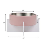 LeafLick Small/Medium Concrete and Stainless Steel Bowl 16oz (2 Cups) with Metal Stand Pet Feeder