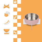 LeafLick Small/Medium Concrete and Stainless Steel Bowl 16oz (2 Cups) with Metal Stand Pet Feeder