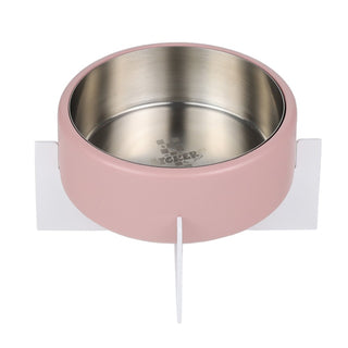 LeafLick Small/Medium Concrete and Stainless Steel Bowl 16oz (2 Cups) with Metal Stand Pet Feeder