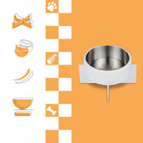 LeafLick Small/Medium Concrete and Stainless Steel Bowl 16oz (2 Cups) with Metal Stand Pet Feeder
