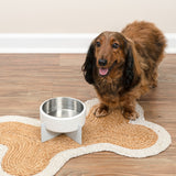 LeafLick Small/Medium Concrete and Stainless Steel Bowl 16oz (2 Cups) with Metal Stand Pet Feeder