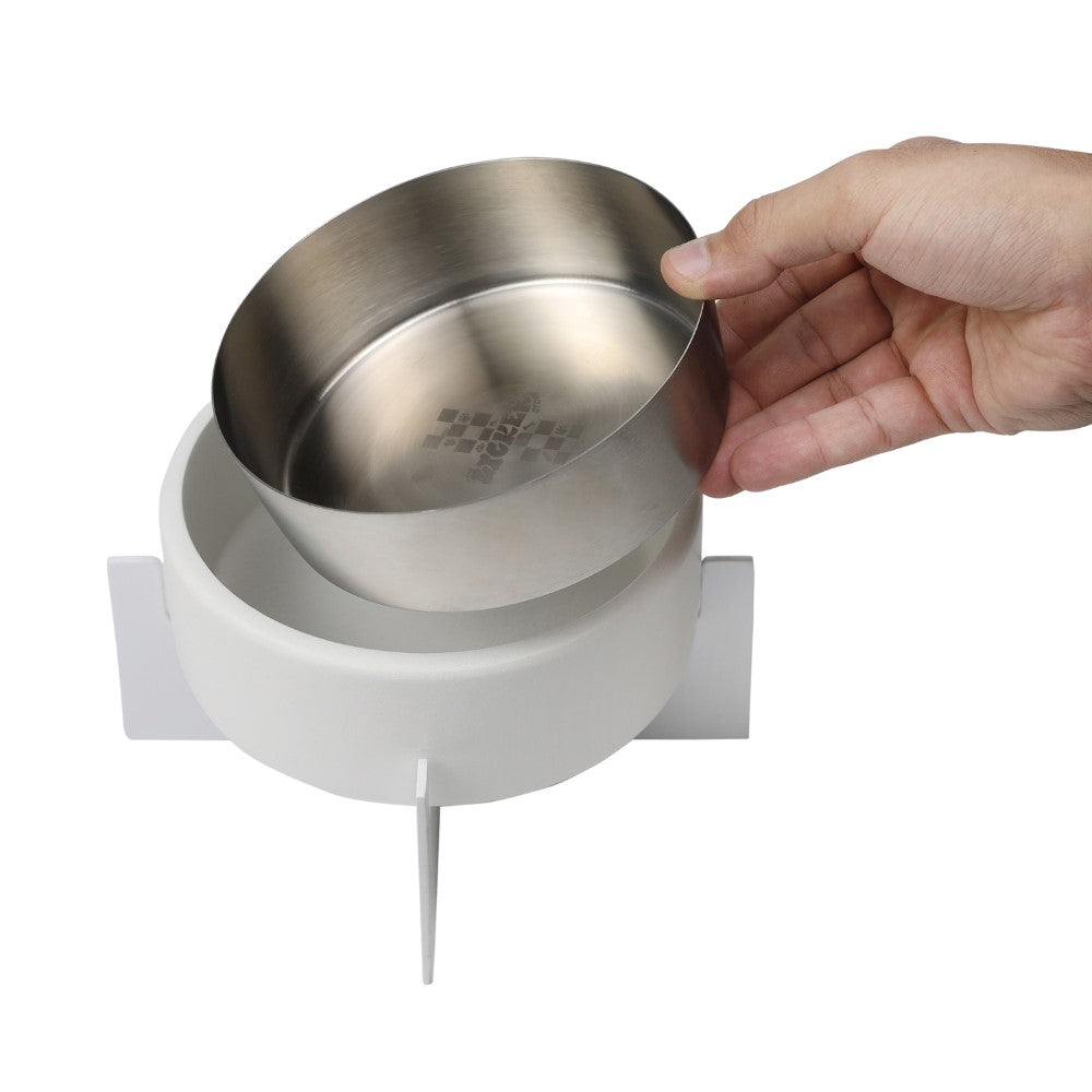 LeafLick Small/Medium Concrete and Stainless Steel Bowl 16oz (2 Cups) with Metal Stand Pet Feeder