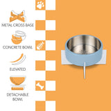 LeafLick Small/Medium Concrete and Stainless Steel Bowl 16oz (2 Cups) with Metal Stand Pet Feeder