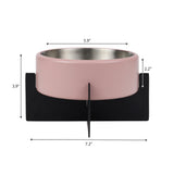 LeafLick Small/Medium Concrete and Stainless Steel Bowl 16oz (2 Cups) with Metal Stand Pet Feeder