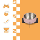 LeafLick Small/Medium Concrete and Stainless Steel Bowl 16oz (2 Cups) with Metal Stand Pet Feeder
