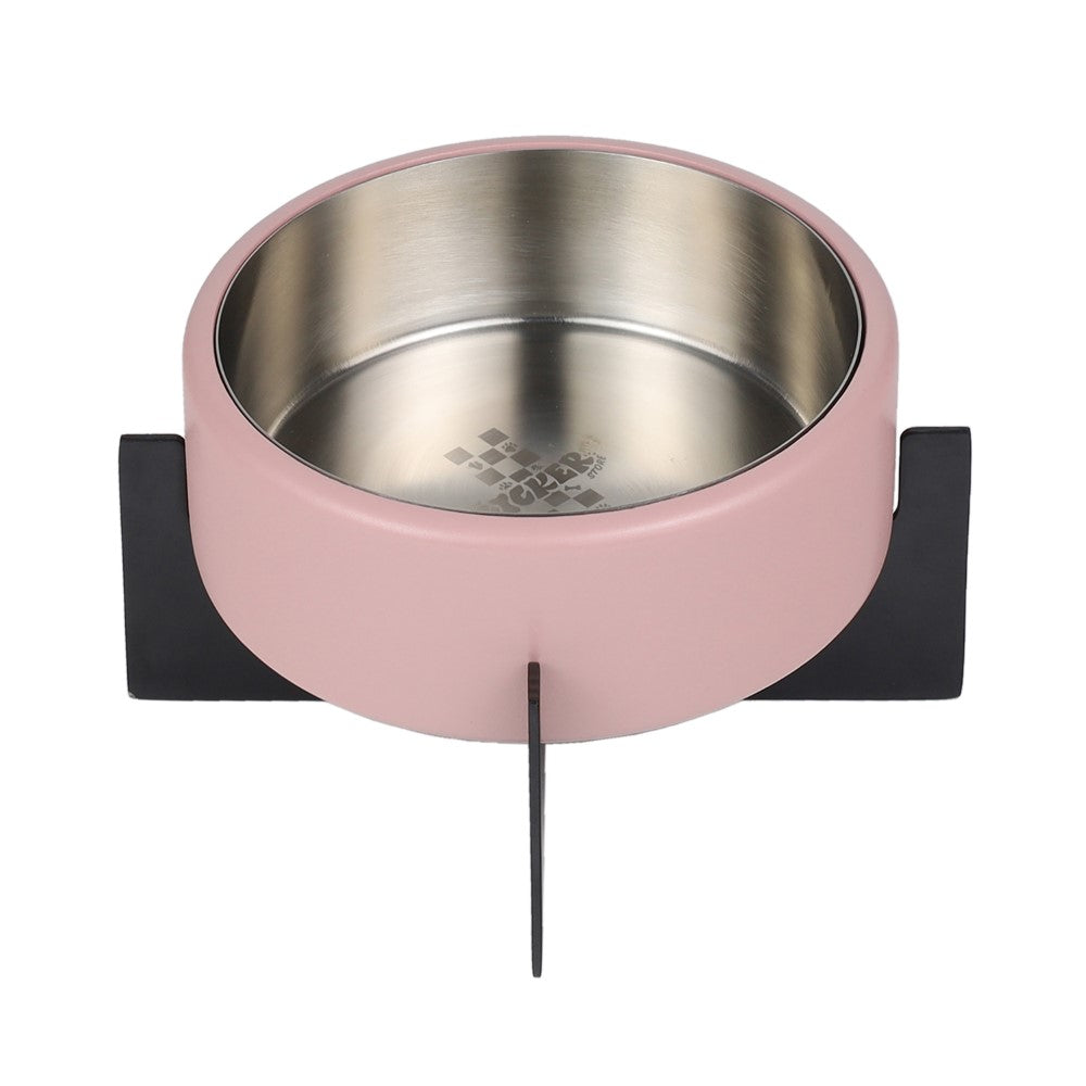 LeafLick Small/Medium Concrete and Stainless Steel Bowl 16oz (2 Cups) with Metal Stand Pet Feeder
