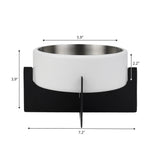 LeafLick Small/Medium Concrete and Stainless Steel Bowl 16oz (2 Cups) with Metal Stand Pet Feeder