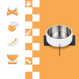 LeafLick Small/Medium Concrete and Stainless Steel Bowl 16oz (2 Cups) with Metal Stand Pet Feeder