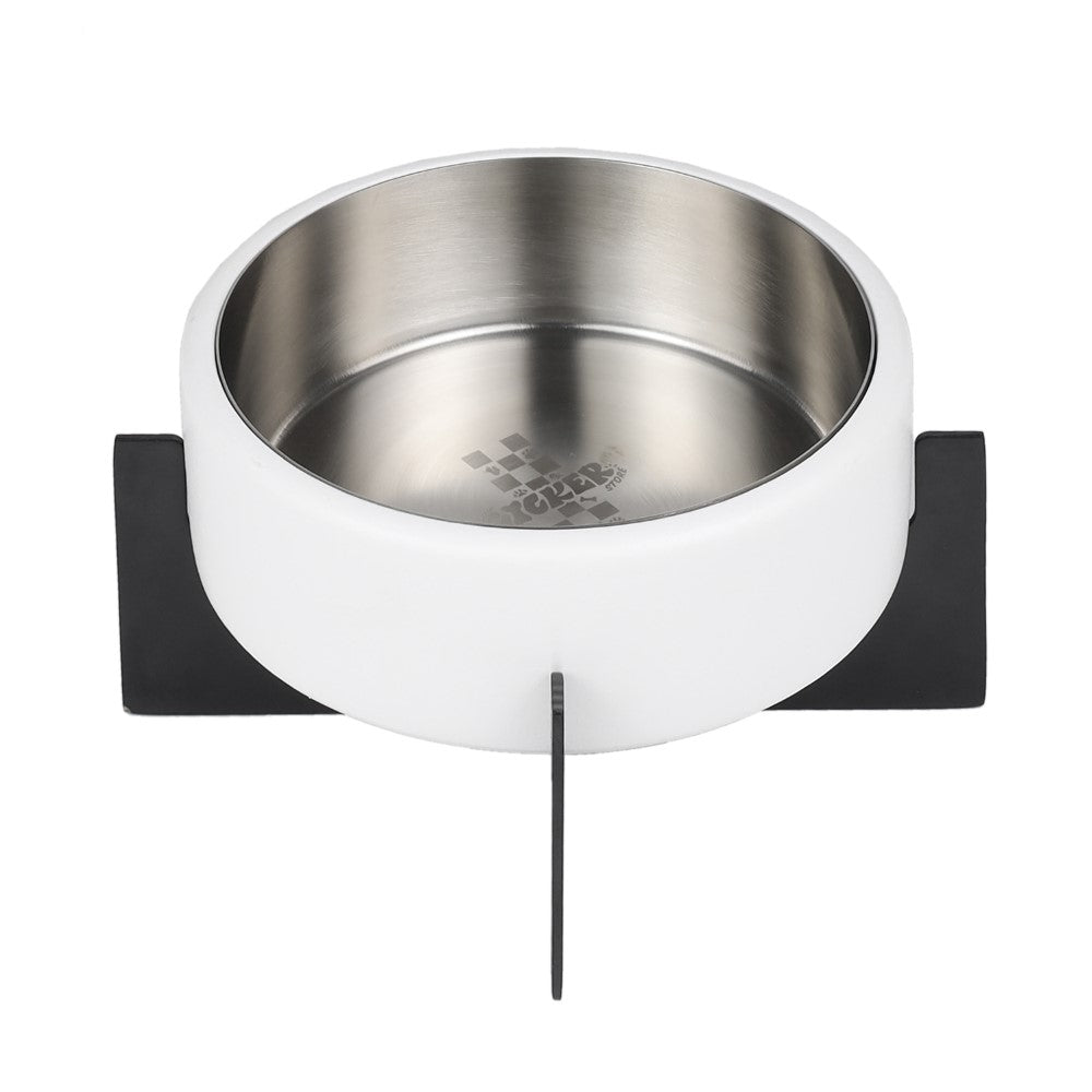 LeafLick Small/Medium Concrete and Stainless Steel Bowl 16oz (2 Cups) with Metal Stand Pet Feeder