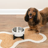 LeafLick Small/Medium Concrete and Stainless Steel Bowl 16oz (2 Cups) with Metal Stand Pet Feeder