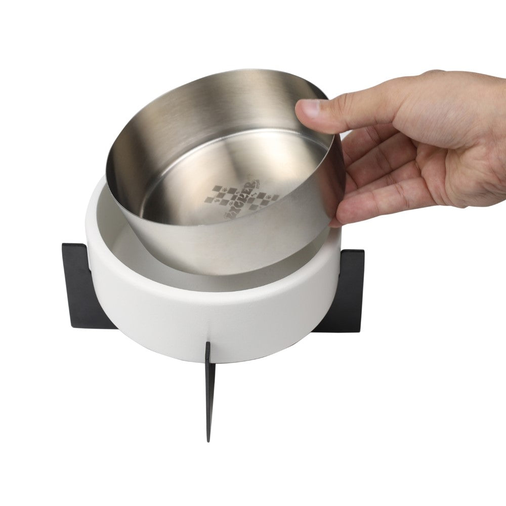LeafLick Small/Medium Concrete and Stainless Steel Bowl 16oz (2 Cups) with Metal Stand Pet Feeder