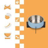 LeafLick Small/Medium Concrete and Stainless Steel Bowl 16oz (2 Cups) with Metal Stand Pet Feeder