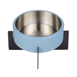 LeafLick Small/Medium Concrete and Stainless Steel Bowl 16oz (2 Cups) with Metal Stand Pet Feeder