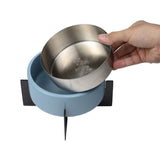 LeafLick Small/Medium Concrete and Stainless Steel Bowl 16oz (2 Cups) with Metal Stand Pet Feeder