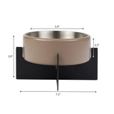 LeafLick Small/Medium Concrete and Stainless Steel Bowl 16oz (2 Cups) with Metal Stand Pet Feeder