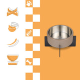LeafLick Small/Medium Concrete and Stainless Steel Bowl 16oz (2 Cups) with Metal Stand Pet Feeder