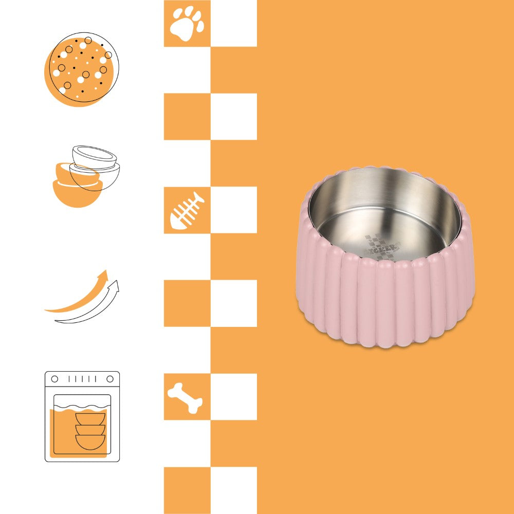 RiverTail Ridge Small/Medium Slanted Concrete and Stainless Steel Bowl 16oz (2 Cups) Pet Feeder