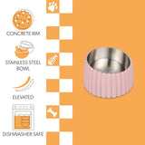 RiverTail Ridge Small/Medium Slanted Concrete and Stainless Steel Bowl 16oz (2 Cups) Pet Feeder