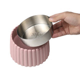 RiverTail Ridge Small/Medium Slanted Concrete and Stainless Steel Bowl 16oz (2 Cups) Pet Feeder