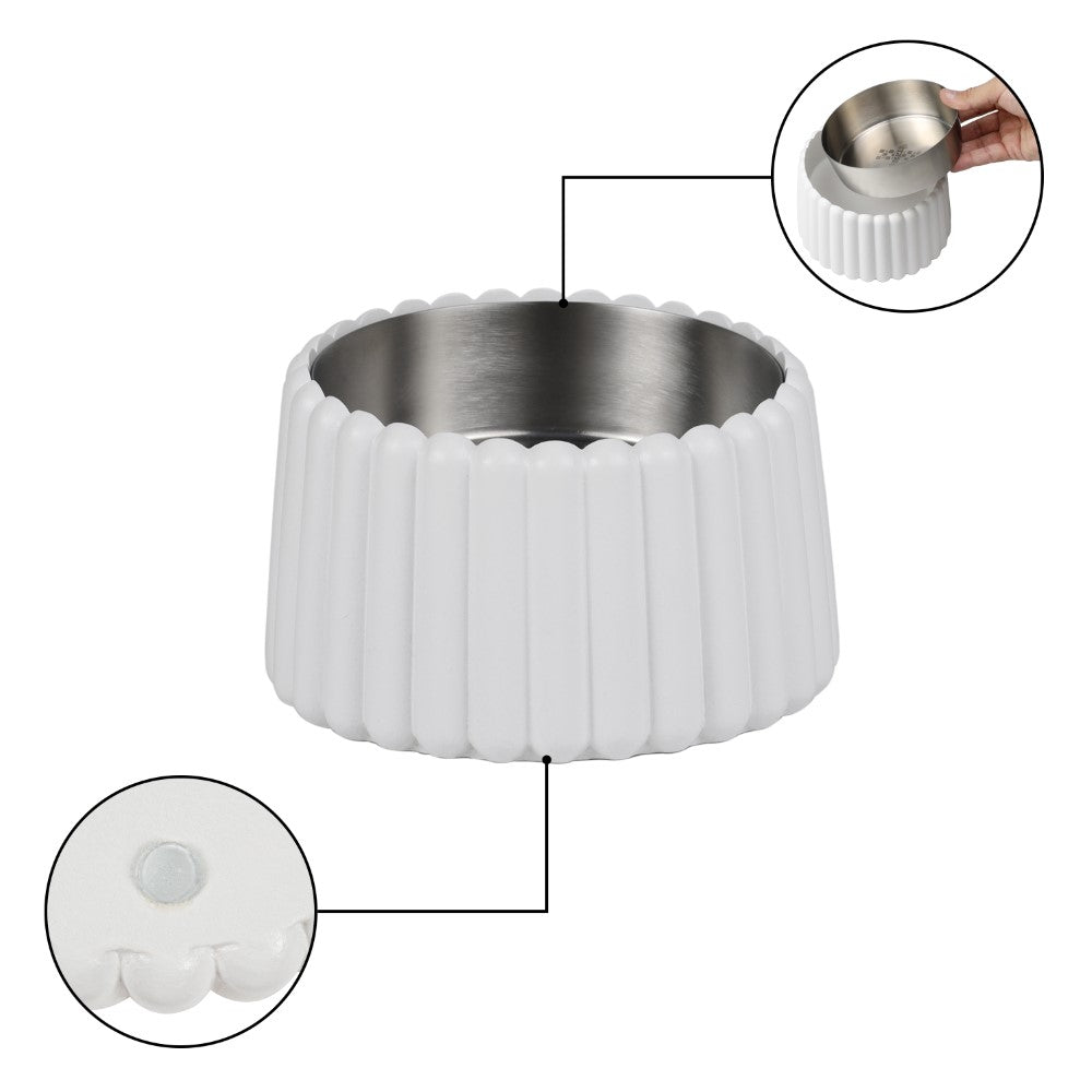 RiverTail Ridge Small/Medium Slanted Concrete and Stainless Steel Bowl 16oz (2 Cups) Pet Feeder