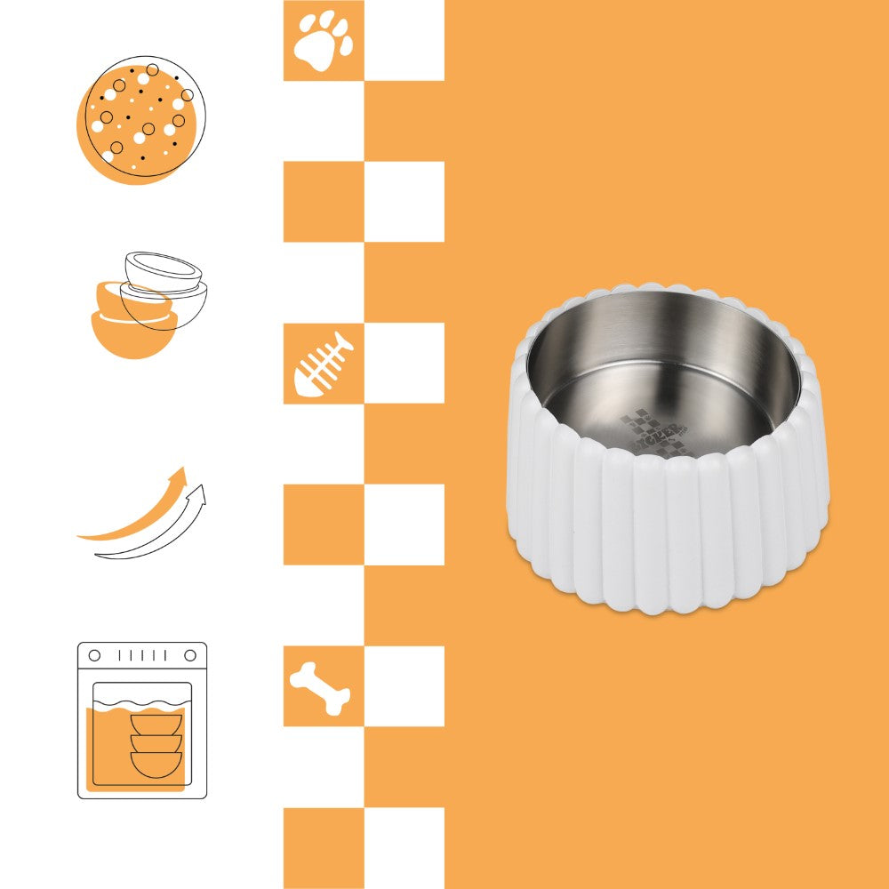 RiverTail Ridge Small/Medium Slanted Concrete and Stainless Steel Bowl 16oz (2 Cups) Pet Feeder