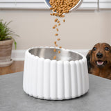 RiverTail Ridge Small/Medium Slanted Concrete and Stainless Steel Bowl 16oz (2 Cups) Pet Feeder