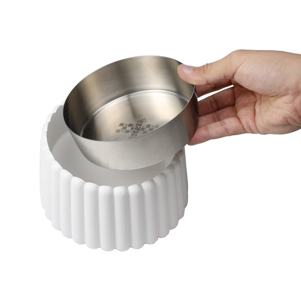 RiverTail Ridge Small/Medium Slanted Concrete and Stainless Steel Bowl 16oz (2 Cups) Pet Feeder
