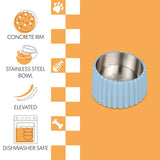RiverTail Ridge Small/Medium Slanted Concrete and Stainless Steel Bowl 16oz (2 Cups) Pet Feeder