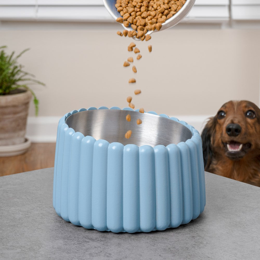 RiverTail Ridge Small/Medium Slanted Concrete and Stainless Steel Bowl 16oz (2 Cups) Pet Feeder